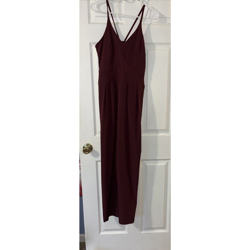 Halara M Petite Burgundy Breezeful Jumpsuit Spaghetti Straps Quick Dry Zip Side - Picture 10 of 10